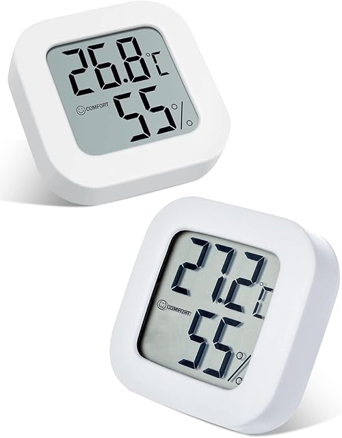 Digital Mini Hygrometer Indoor Thermometer, Pitasha Room Thermometer and Humidity Monitor with LCD Screen for Home Office Greenhouse Air Comfort Baby Room