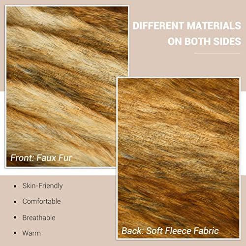 COSTWAY 147 x 213cm Luxury Faux Fur Throw Blanket, Super Cozy Warm Fuzzy Fluffy Elegant Throws, Fake Mink High Pile Decoration Blanket for Sofa, Couch, Bed