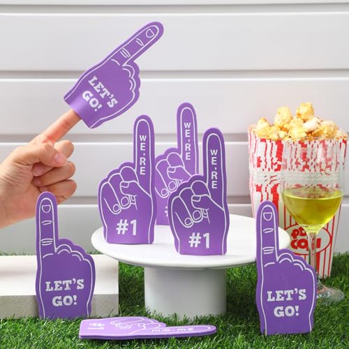 Sinmoe 48 Pieces Mini Foam Fingers, We\'re #1 Sport Fan Foam Finger Basketball Baseball Football Soccer Team Cheerleader Gifts for Adults Sporting Events Games Birthday Supplies(Purple) - Thumbnail 5