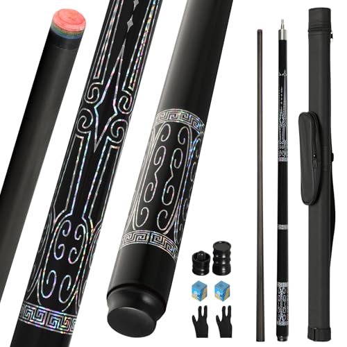 Cesrriv Sport Carbon Fiber Pool Cue Stick 20-21 oz, Professional 13mm Rainbow Tip, 3/8 * 8 Joint