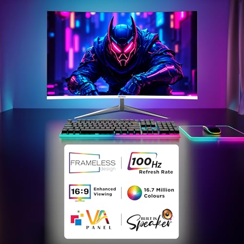 Image of Intex 22 Inch Curved Gaming Monitor | Full HD 1080p | 120Hz Refresh Rate | VA Panel | Frameless Design | Built-in Speakers | HDMI & VGA | Ideal for Gaming & Office