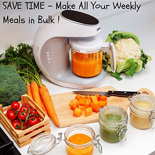 Baby Food Maker | Baby Food Processor Blender Grinder Steamer | Cooks & Blends Healthy Homemade Baby Food In Minutes | Self Cleans | Touch Screen Control | 6 Reusable Food Pouches #TOP4