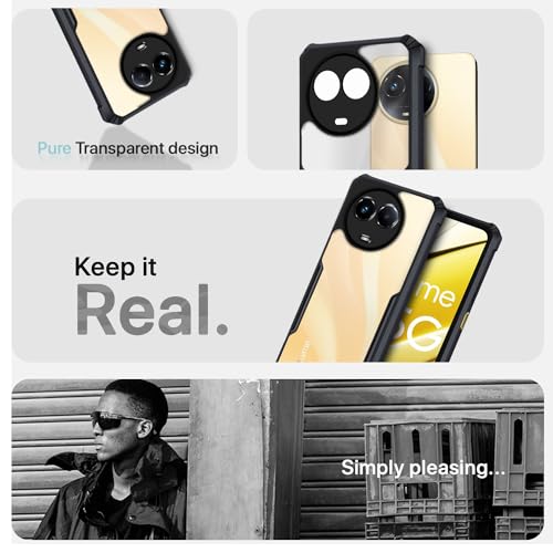 Image of Pikkme Realme 11 / 11X 5G / Narzo 60X 5G Back Cover | Crystal Clear Transparent Back | Ultra Hybrid | Full Camera Protection | Raised Edge | Bumper Back Case (Black)
