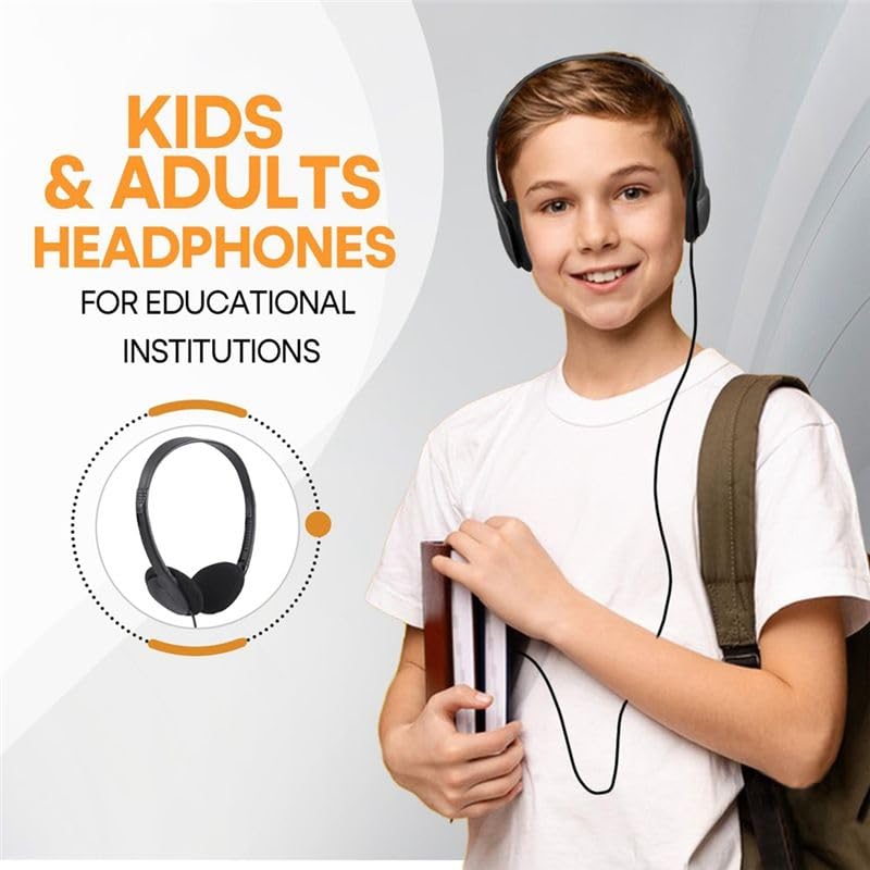 20 Pack Kabelgebundene Kopfhörer für Klassenzimmer, On-Ear Kopfhörer, Klarer Klang, Stereo Headset 3,5 mm Audio-Headset für Klassenquizze, Teenager, Bibliotheken, Computerlabore
