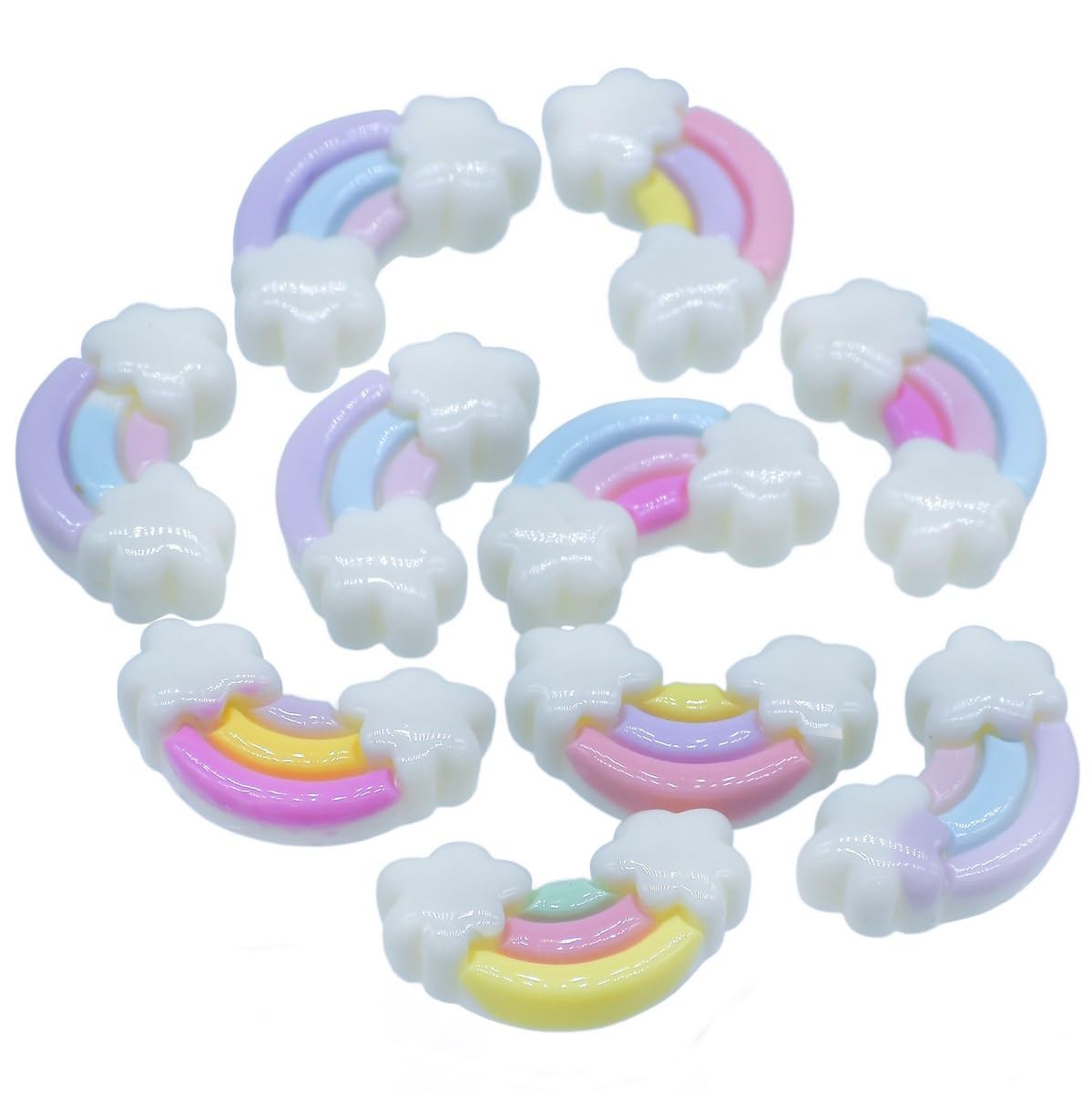 Aadyacrafts Decorative Miniature Cloud Rainbow, 10 Pieces, Pastel Mixed Colours, MMAN-83-image-26