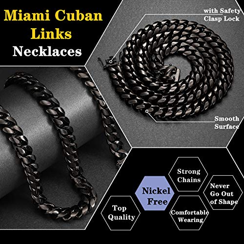 Rowin&Co Mens Chain Black Heavy Big 316L Stainless Steel Miami Cuban Link Necklace Hip Hop Jewelry Choker Chain, 15Mm Width/ 18 20 22 24 26 30 35 Inch Lengths, (With Gift Box) #TOP1