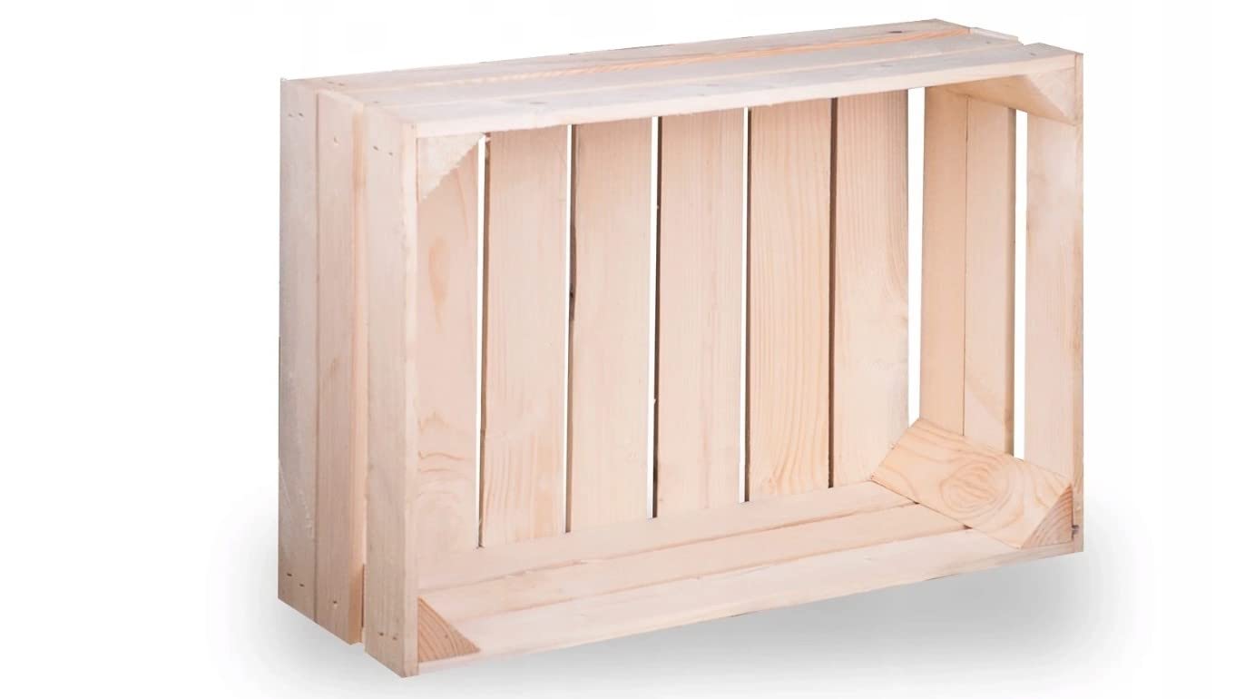 Wooden World Cassetta di legno non dipinto legno semplice legno di pino Conservatione scatola DIY medio 40 x 30 x 20cm
