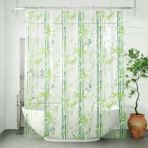 Clear Bamboo Shower Curtain Liner, Plastic Transparent Shower Curtain with