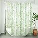 Clear Bamboo Shower Curtain Liner, Plastic Transparent Shower Curtain with Design, Green Plant Scenic Translucent Shower Curtain, 72x72 Waterproof Grommet Botanical Shower Curtain Set with 12 Hooks