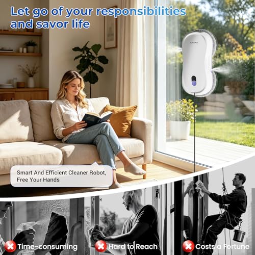 Puruikai M8 Compact Dual-Spray Window Vacuum Cleaner Robot, 2 * 2800Pa Powerful Suction With Brushless Motor, Ai 3.0 Path Planning & Edge Detection, Remote Control Automatic Glass Washer For Home - 4