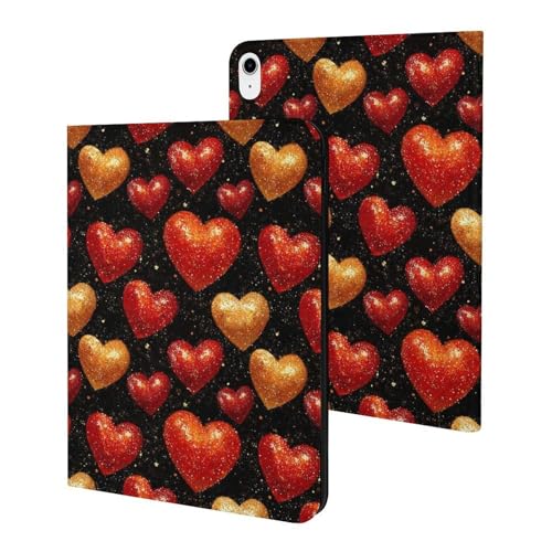 Coque iPad 10e génération mince à motif cœur rouge avec support de protection