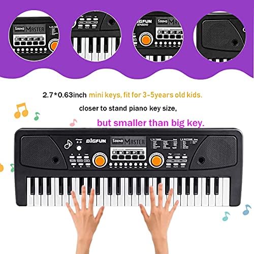 Kids Keyboard 49-Key Kids Piano Keyboard with Microphone Multi-Function Piano for Kids Birthday Gift 20.86 Inch (Black) (49keys) 4 51CySLqG7yS. AC