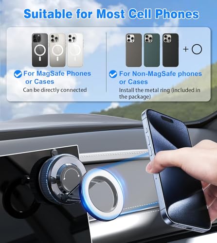 Image of Gahenwo Vacuum Magnetic Car Phone Holder Stand, 360 Adjustable, Foldable for Magsafe & Android