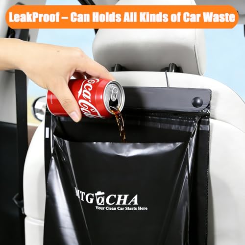 Image of Disposable Car Trash Bags Hanging (Set of 40) - Leak-Proof, Smell-Proof, 18 x 12Inches Recycled Car Garbage Bags, Automobile Trash Container, Road Trip Essentials, Black-Large