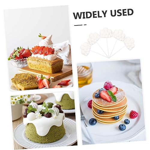 ifundom 5pcs Woolen Yarn Cloud Cupcake Picks 3D Edible Cake Toppers for Girls Party Baby Shower Birthday White Accessories - Image 6