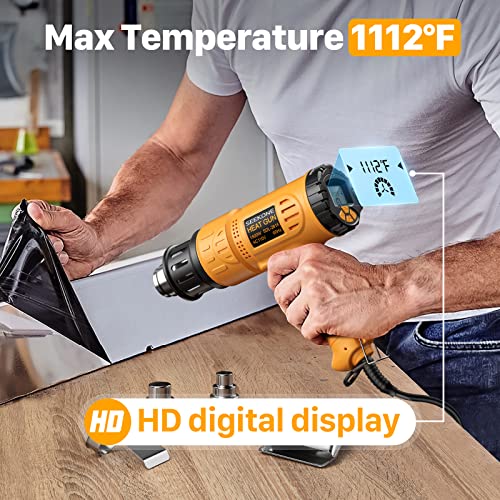 Heat Gun, Seekone 1800W Hot Air Gun Kit With Large Digital Lcd Display Variable Temperature (122°F-1112°F) Memory Settings And Four Nozzles For Paint Remover/Stripper, Home Improvement/Restoration #TOP3