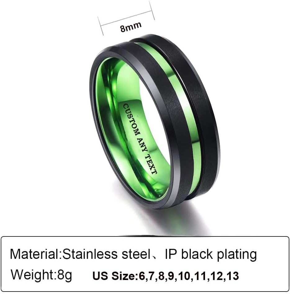Couple Rings Set Promise Rings for Him and Her Customizable Engagement rings for Couples Matching Wedding Rings His and Hers Set Mens Wedding Bands Tungsten Green Heart Birthstone Rings for Women,Size 5-13