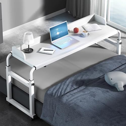 Adjustable Overbed Table on Wheels - Mobile Laptop & Computer Desk for Home & Hospital, Rolling Medical Table, Height & Length Adjustable, 350lbs Capacity, Portable & Convenient