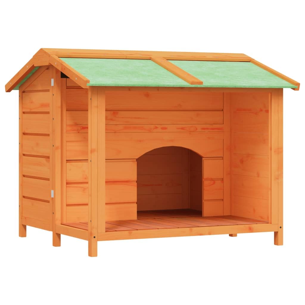 VidaXL Dog Kennel - Solid Pine Wood - Brown/Green Colour - Large Entrance - Water- Roof - Ideal For Dogs/Cats/Rabbits - Assembly Required - 96x87x80.5