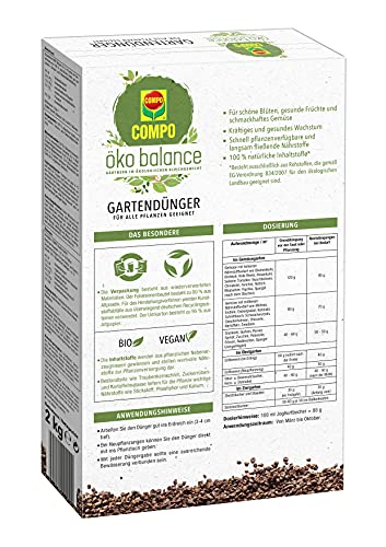 Compo öko balance Gartendünger, Für alle Pflanzen geeignet, Bio, Vegan, 2 kg - 2