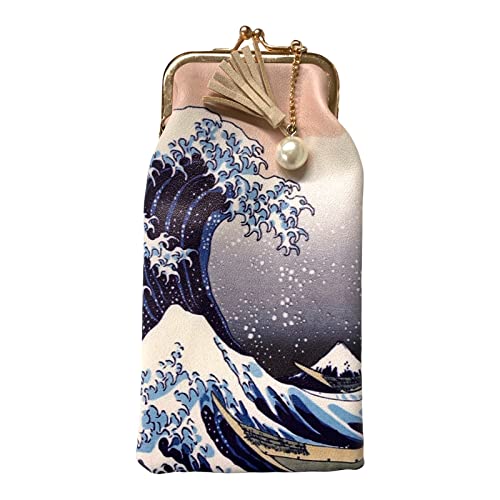Image of Value Arts The Great Wave Eyeglass Case Pouch, 7 Inches Long