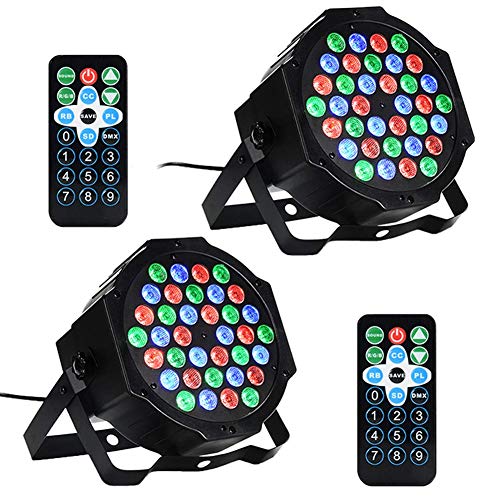 LED PAR,36W 36LEDs RGB 7 Beleuchtung Modi Disco Lichteffekte dj party Licht Bühnenbeleuchtung led scheinwerfer Fernbedienung DMX Steuerung Discolicht für DJ KTV Disco Party(2er Pack)