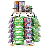 WDT Tool Chip Rack Display Stand, 5 Tier 40 Clip Clips Snack Bar Organizer with Tray, 360° Rotation Candy Display Rack for Party Kitchen Office, Retail Snack Display for Store Countertop (Black)