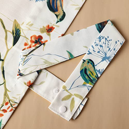 Vogol Tie Up Valances For Bathroom, Blue Birds And Floral Print Tie Up Shades For Windows Rod Pocket Valances For Cafe, 52X18, One Piece #TOP6