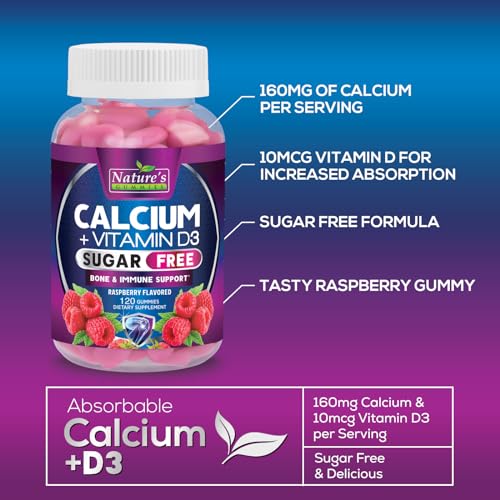Nature'S Nutrition Sugar Free Calcium Gummy Bites Plus 400 Iu Vitamin D3, Bone Health & Immune Support, Supports Bone Strength - Chewable Calcium Nutrition Supplement thumb #4