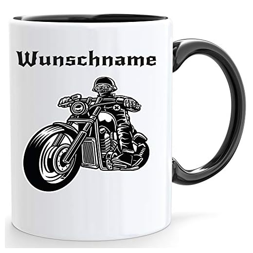 Motorrad Tasse | Personalisiert in weiß | mit Bild und Wunschname