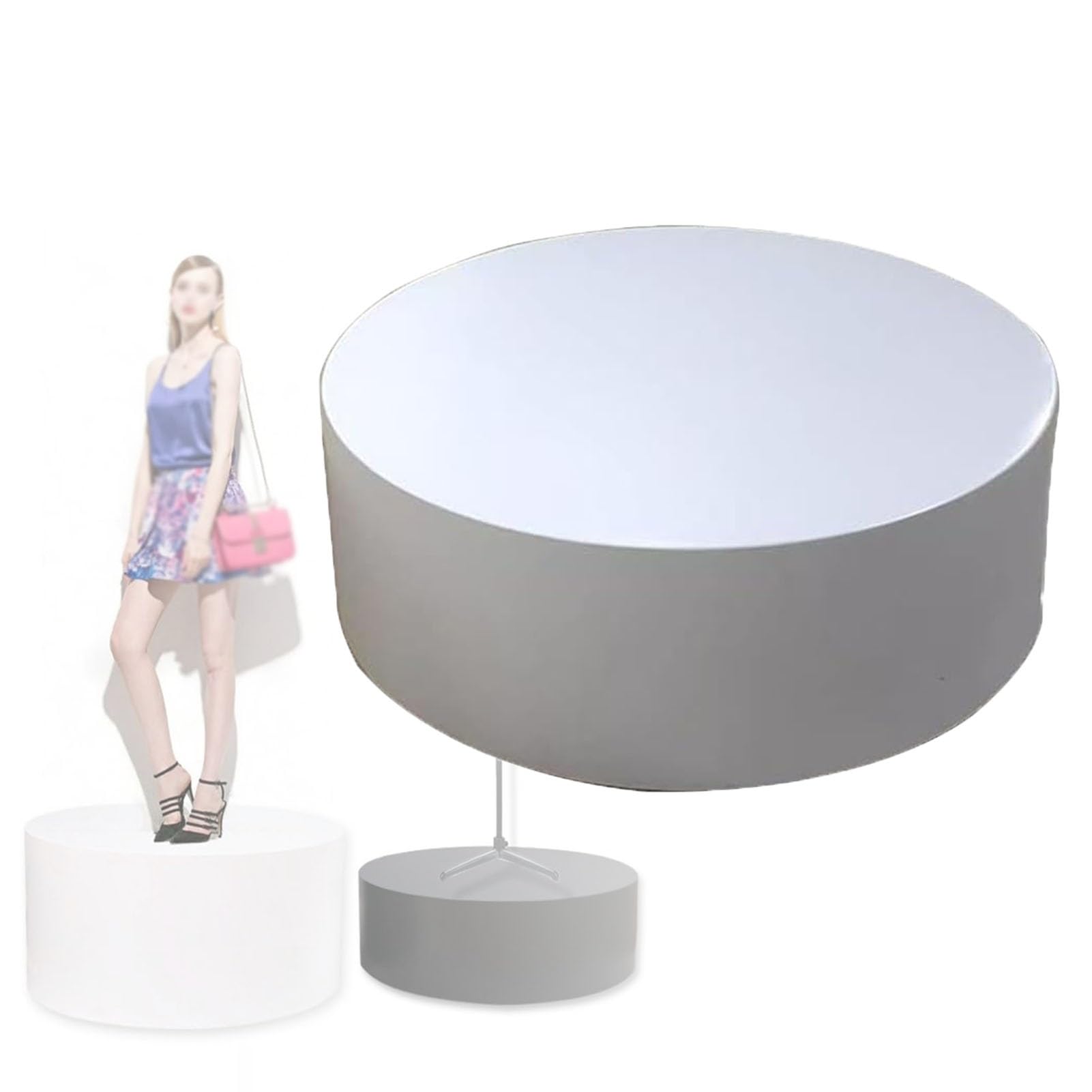 Podium Rond Blanc 50x15 cm d'Exposition Épurée pour Mannequin et Vitrine