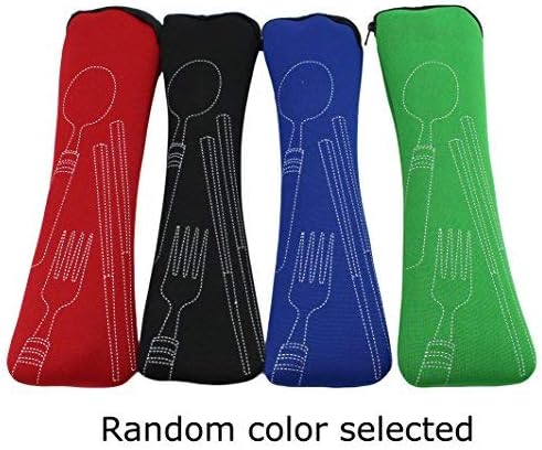 Miniatura 4 de Juego de 44 piezas de acero inoxidable (cuchillo, tenedor, cuchara, palillos). Vajilla portátil ligera, para campamentoviajeoficina con fundas de