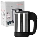 500ml Calentador de agua portátil hervidor de agua de acero inoxidable taza de calentamiento eléctrico botella hirviendo para viajes,Plata