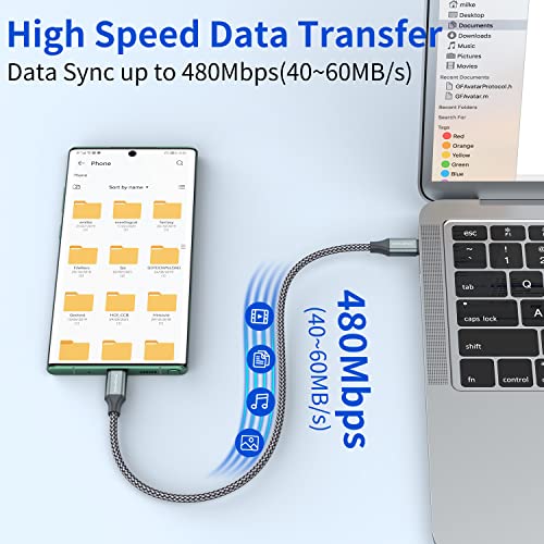 USB C to C Cable (3 Pack 1ft),Short USB Type C Fast Charging Nylon Braided Charger Cord Compatible with iPhone 17 16 Pro/15 Pro Max Android Samsung Galaxy S24 S23 S22,MacBook Pro, iPad Pro USB-C - Image 3