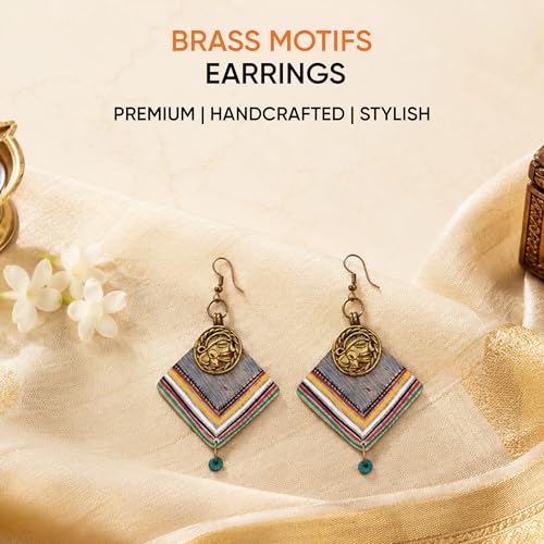 Image of Handcrafted Boho & Ethnic Earrings for Women - Wooden & Brass Statement Designs in Loop, Swing & Motif Styles