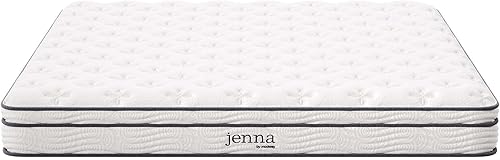 Miniatura 3 de Modway Jenna - Colchón King de muelles interiores (8 pulgadas), Tela, Blanco