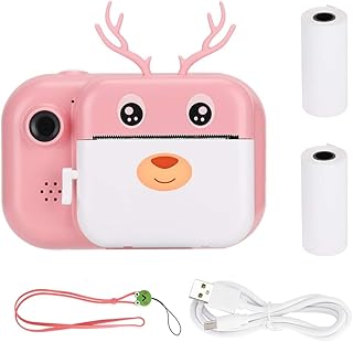 Câmera de impressão infantil, câmera de impressão conveniente lente gêmea 16g para crianças crianças para imprimir instantaneamente para tirar fotos para meninos meninas(cor de rosa)