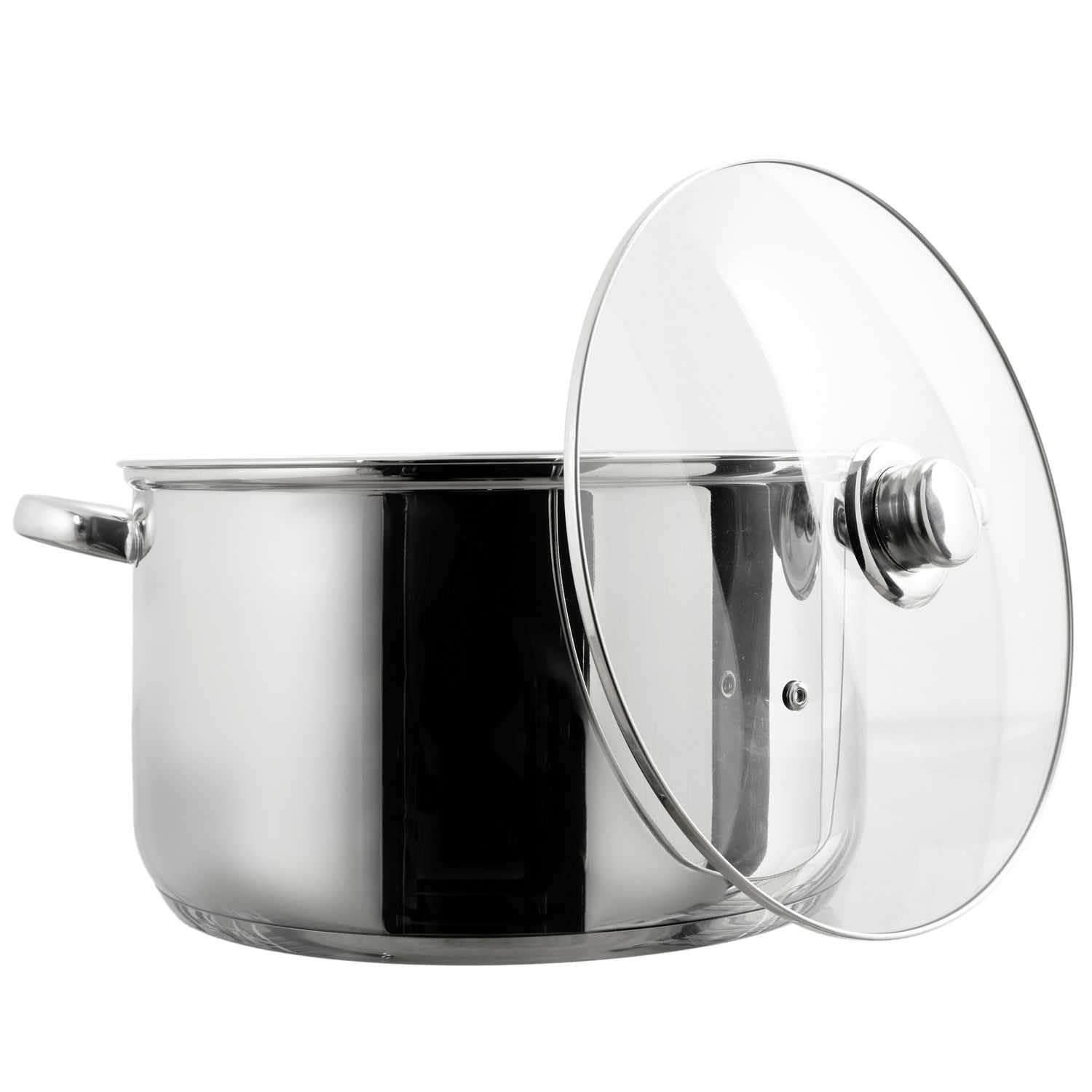 COOK CONCEPT - KC0005 Olla de Metal con Tapa de Vidrio - Capacidad 10L - Compatible con Todo Tipo de Fuegos - para Sopas y Guisos - Diseño Elegante - Acabado Plateado - 10L Plata