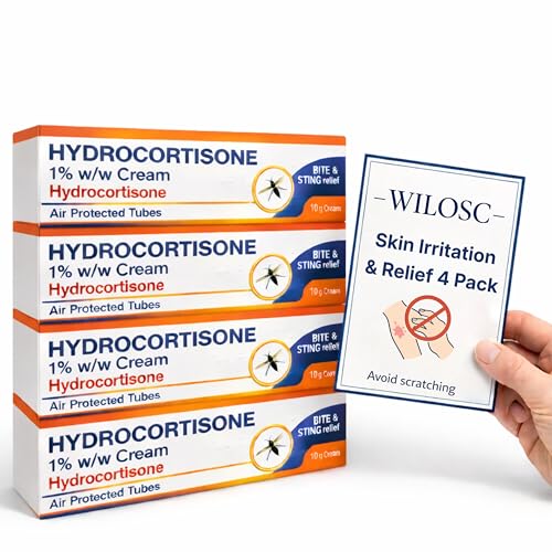 4 x Hydrocortisone Cream 1% w/w Itch Relief Cream for Mosquito Bite & Sting Reactions and Itchy Skin & Redness Solution (4 Pack) GSL (Packaging May Vary)