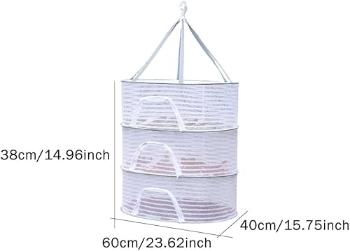 Miniatura 2 de KASCLINO Rejilla de secado de hierbas de 3 capas para colgar, rejilla colgante para secadora de hierbas plegable con cremallera, para brotes,