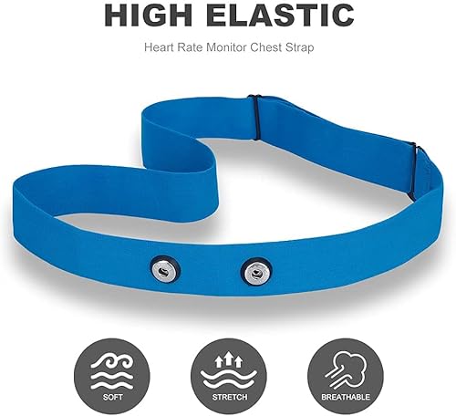 Miniatura 5 de Paquete de 2 correas de pecho de repuesto para monitor de frecuencia cardíaca mediana (azul y rosa), correa de pecho ajustable suave para Polar H7