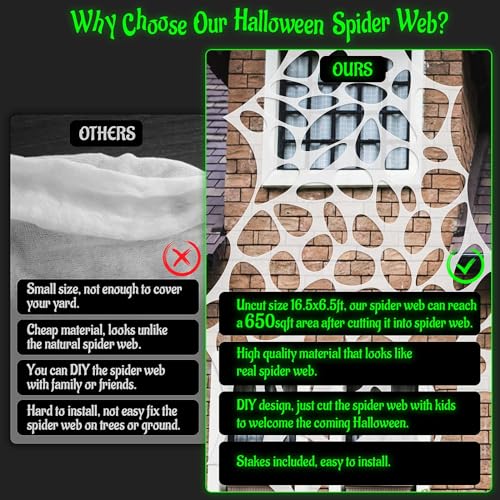 Image of 1000sqft Halloween Giant Spider Web Decoration,Cut Your Own Stretchy Spider Netting, DIY Spooky Flexible Spider Webs Decor for Halloween Haunted House Outdoor Decorations Holiday Party Supplies