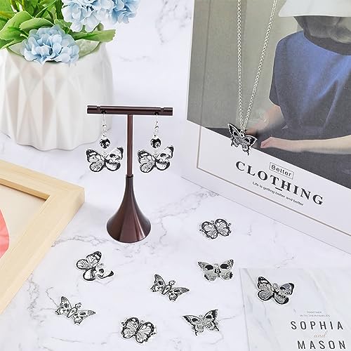 SUNNYCLUE 1 Box 20Pcs 5 Styles Butterfly Charms Bulk Gothic Skull Charms Moth Skeleton Charm Enamel Black White Cross Halloween Insect Charm for jewellery Making Charms DIY Necklace Earring Adults - Image 4