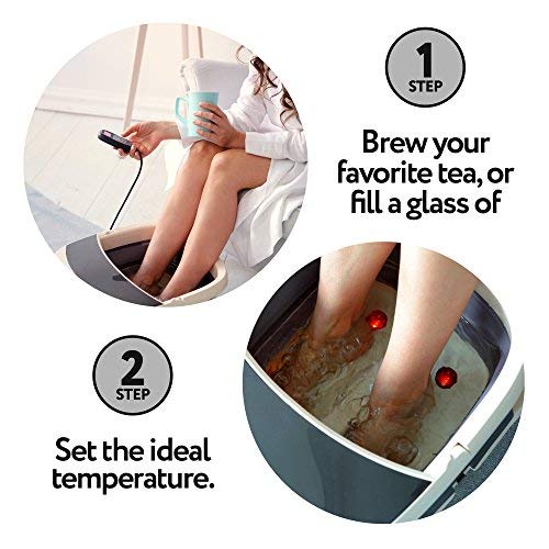 Heated Foot SPA Bath Tub - Collapsible Pedicure Jacuzzi Massager with Electric Heating | Bubble Wave | Red Light Therapy - 3 in 1 Soak Footbath Set for Feet Relaxation and Stress Relief