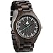 Treehut Men's Black Ebony Wooden Watch with All Wood Strap Quartz Analog with.