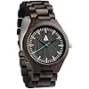 Treehut Black Ebony Wooden Watch for Men with Adjustable Band and Stainless Steel Clasp, Japanese Quartz Analog Watch, Made from Black Ebony Wood