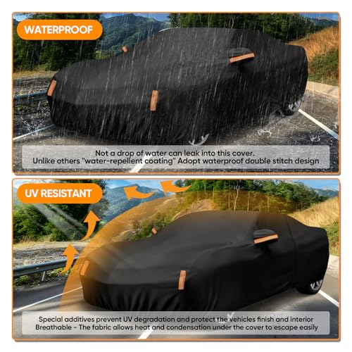 Image of Car Cover Custom Fit for Chevy Camaro 2010-2026, Outdoor Waterproof All Weather Heavy Duty Full Exterior Cover for Sun Rain Snow UV Dust Protection with Door Zipper