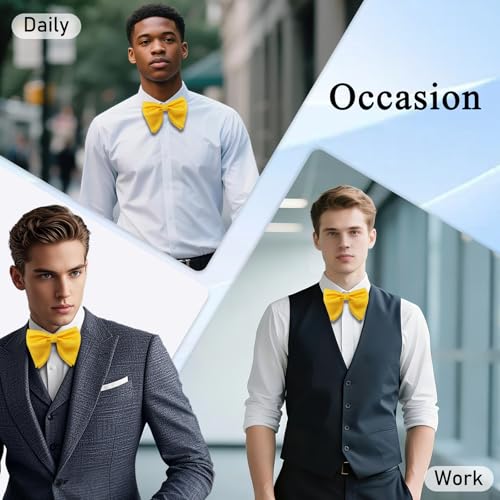 Image of Luckyvestir Oversized Bow Ties for Men, Pre Tied Clip on Men's Black Bowtie for Wedding Tuxedo Banquets Formal Wear