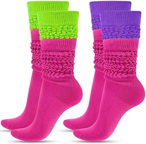 JenPen 2 Pairs Neon Slouch Socks for Women Halloween 80s 90s