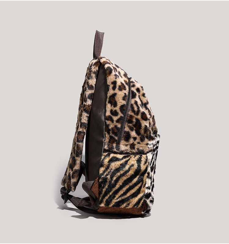 Fashion Backpack y2k Purse Backpack, Cute Fuzzy Daypack Grunge Alt Emo Shoulder Bag Cheetah Chic Coquette Harajuku Bag (leopard print) - Image 7